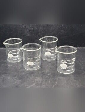 Vintage Pyrex USA 50ml Glass Laboratory Beakers No 1000 Set of 4 Science READ